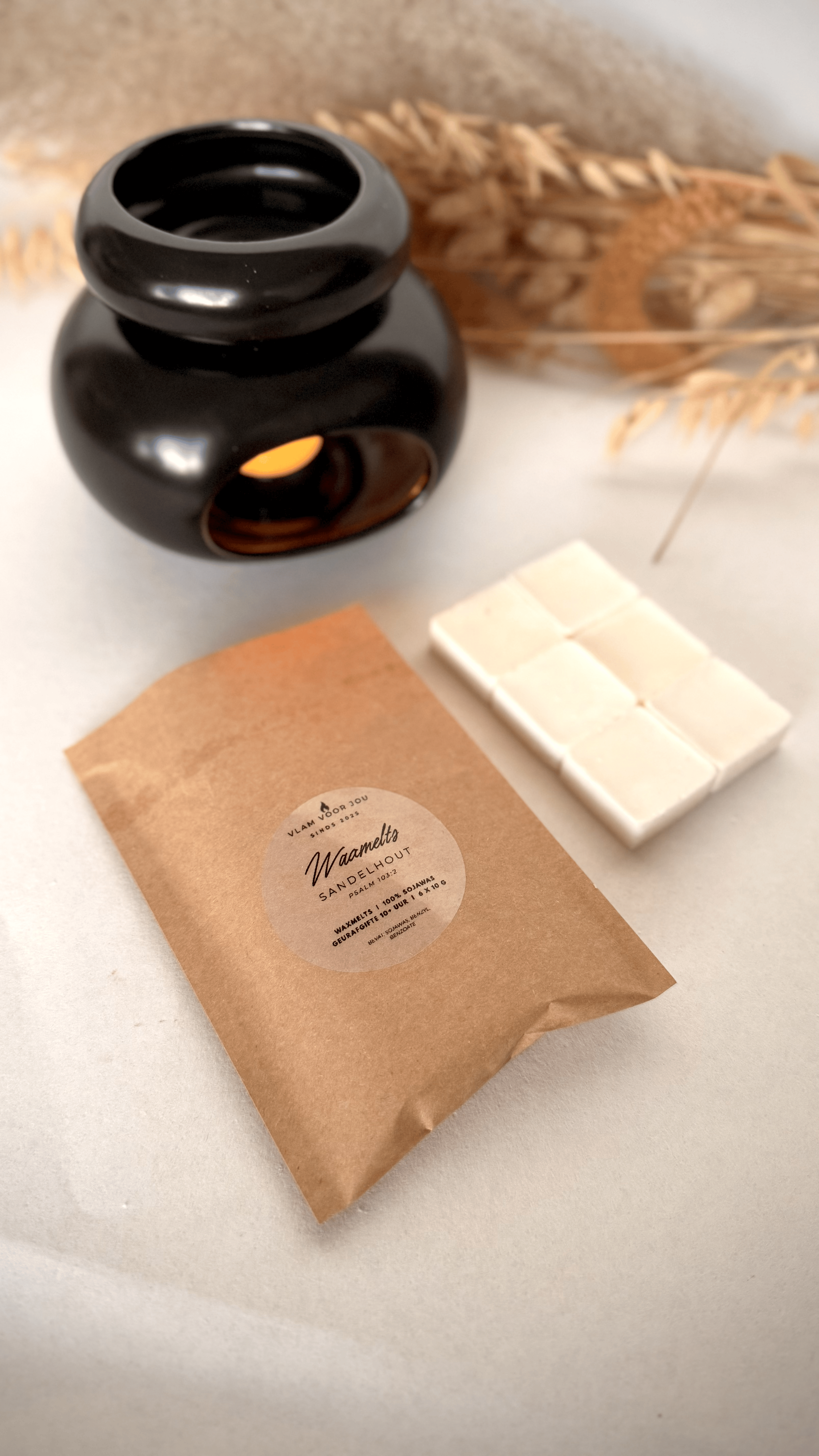 christelijk cadeau waxmelts van sojawas in de geur van sandelhout